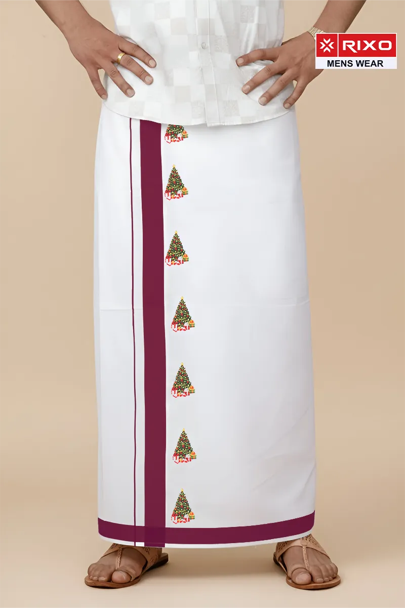 Men's Cotton Dhoti with Christmas Theme