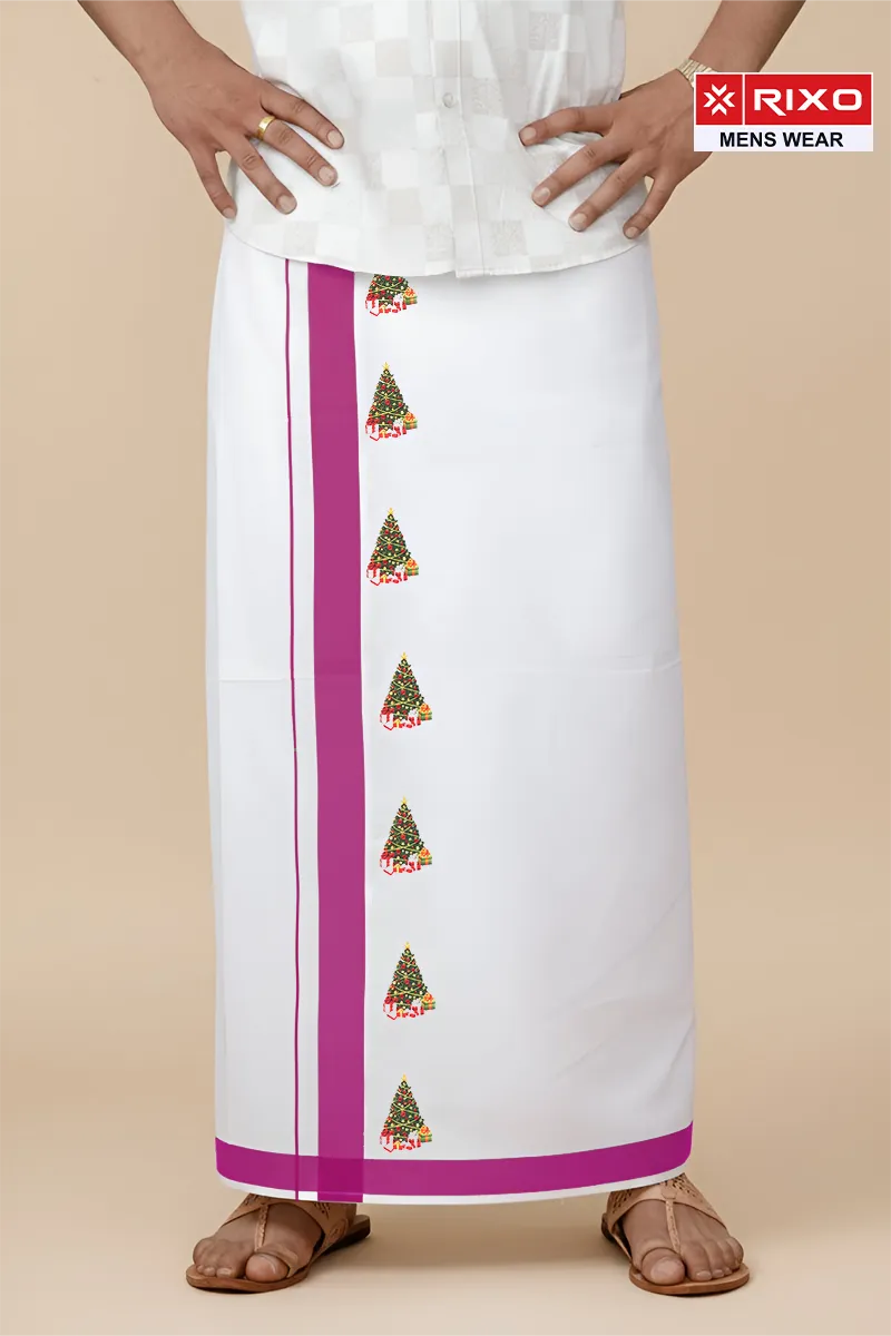 Men's Cotton Dhoti with Christmas Theme