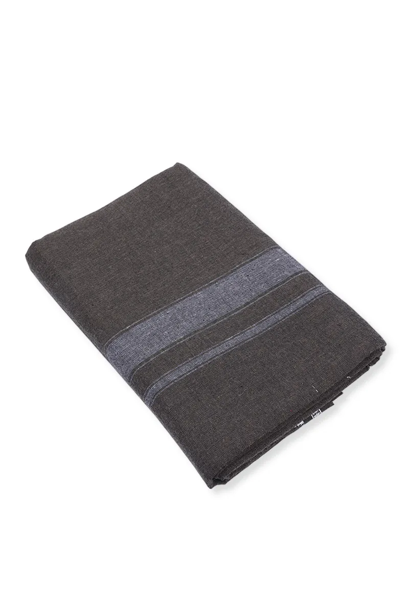 Men's Cotton Solid Dhoti with Grey Border - 2 MTR CLMDH67BRO2MTR