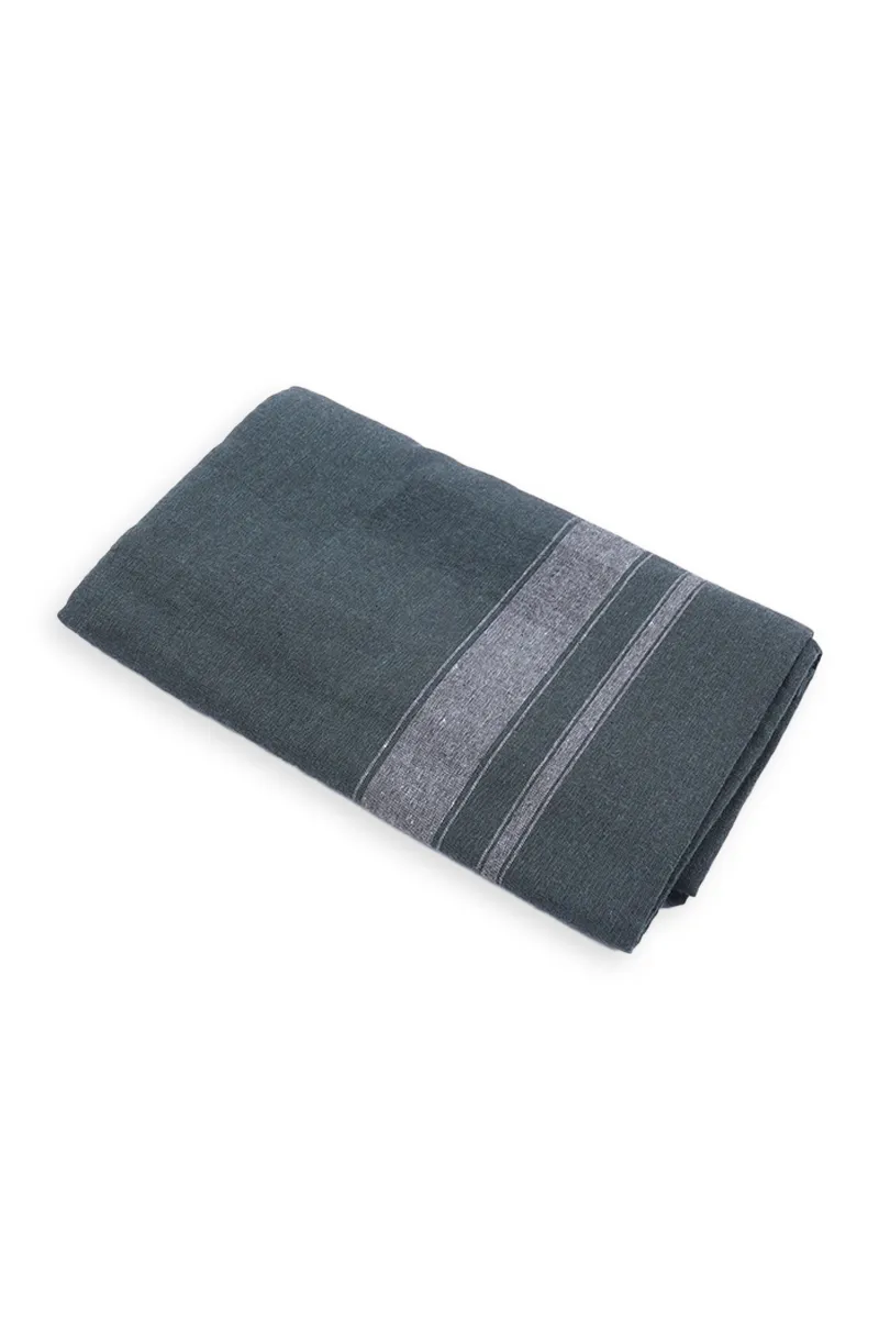 Men's Cotton Solid Dhoti with Grey Border - 2 MTR