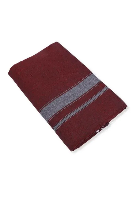 Men's Cotton Solid Dhoti with Grey Border - 2 MTR