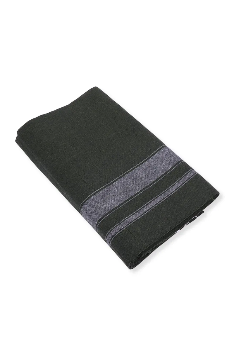 Men's Cotton Solid Dhoti with Grey Border - 2 MTR CLMDH67OLI2MTR