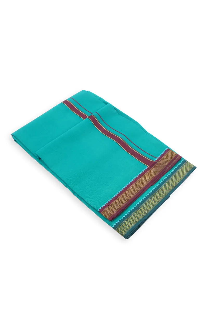 Men's Cotton Kavi Dhoti with Jari Border - 2 MTR