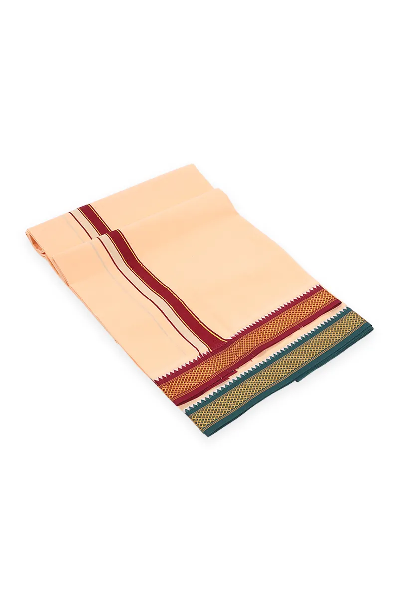 Men's Cotton Kavi Dhoti with Jari Border - 2 MTR CLMDH70PEA2MTR