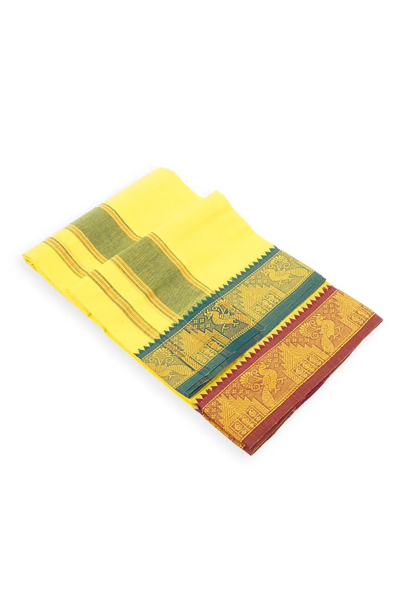 Men's Cotton Kavi Dhoti with Jari Border - 2 MTR