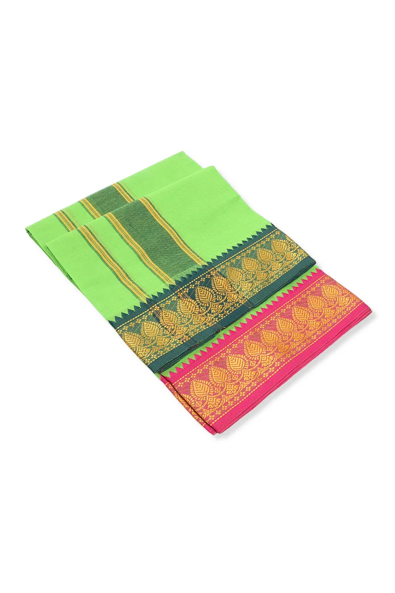 Men's Cotton Kavi Dhoti with Jari Border - 2 MTR