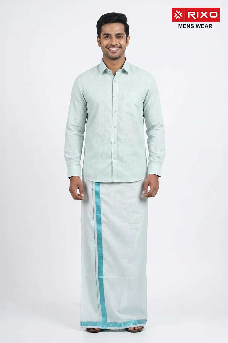 Cotton Shirt with Dhoti Set for Men (2-Pcs Set)