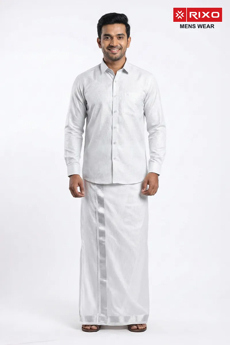 Cotton Shirt with Dhoti Set for Men (2-Pcs Set)