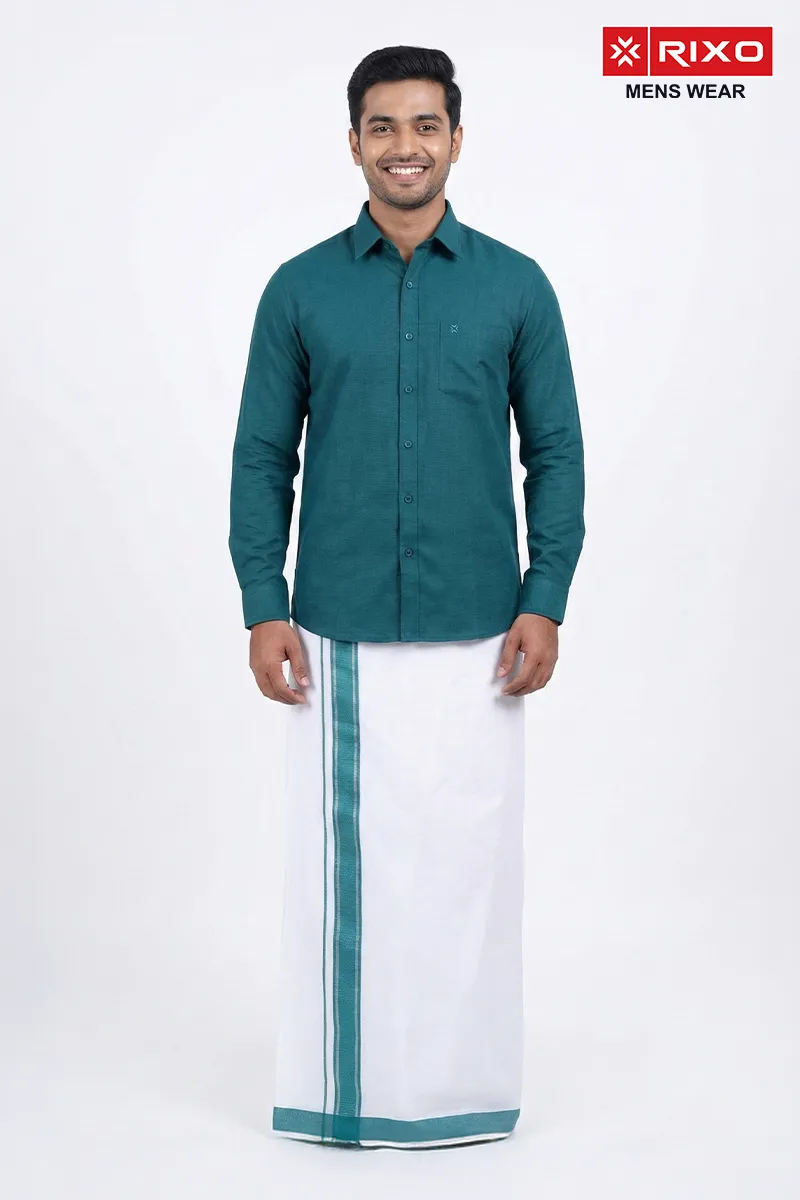 Cotton Shirt with Dhoti Set for Men (2-Pcs Set)