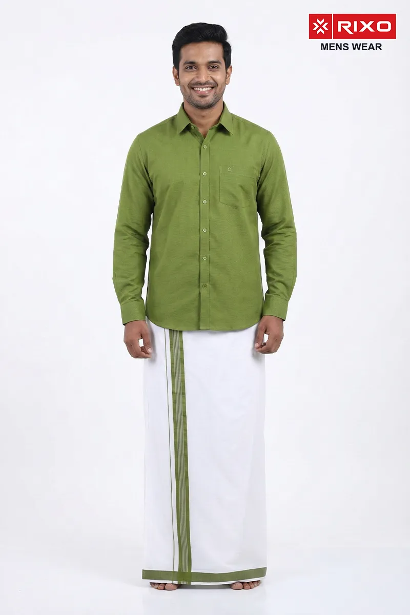 Cotton Shirt with Dhoti Set for Men (2-Pcs Set)