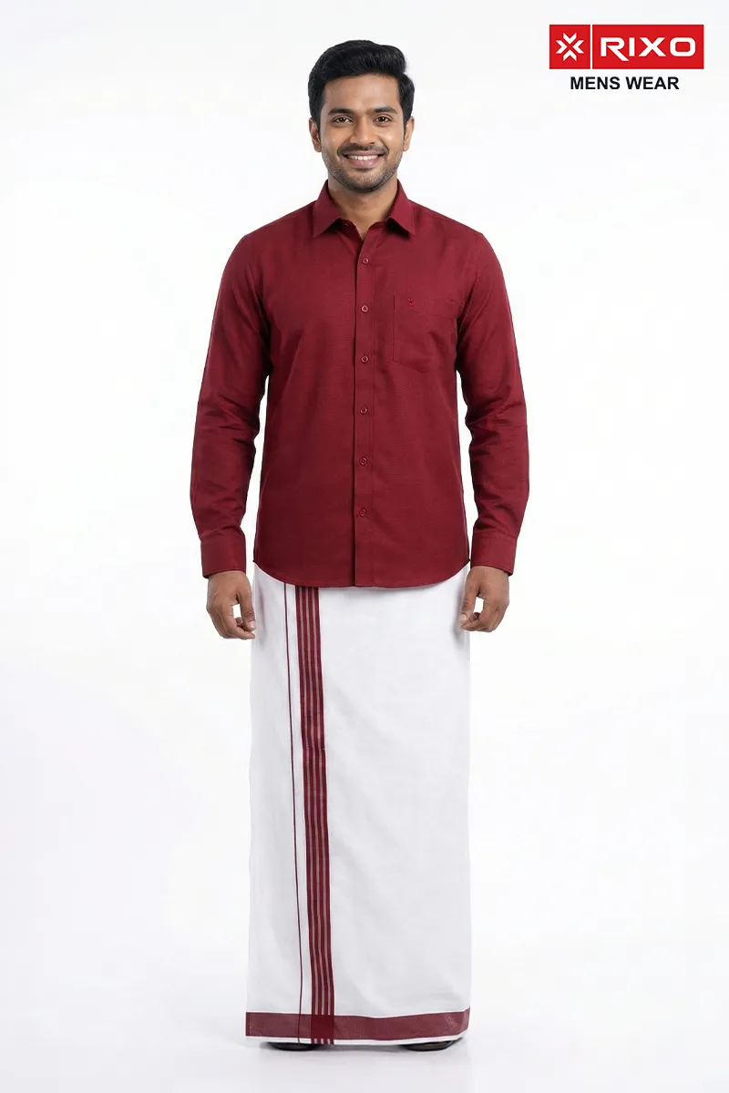 Cotton Shirt with Dhoti Set for Men (2-Pcs Set)