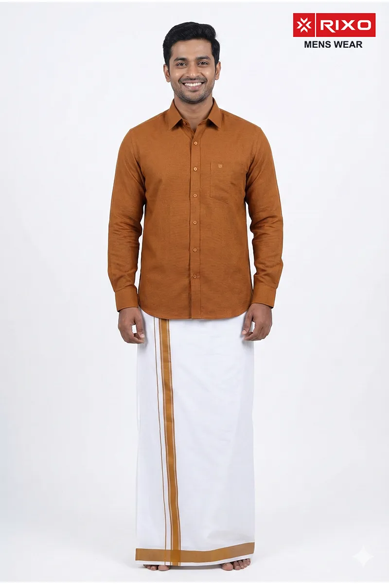 Cotton Shirt with Dhoti Set for Men (2-Pcs Set)