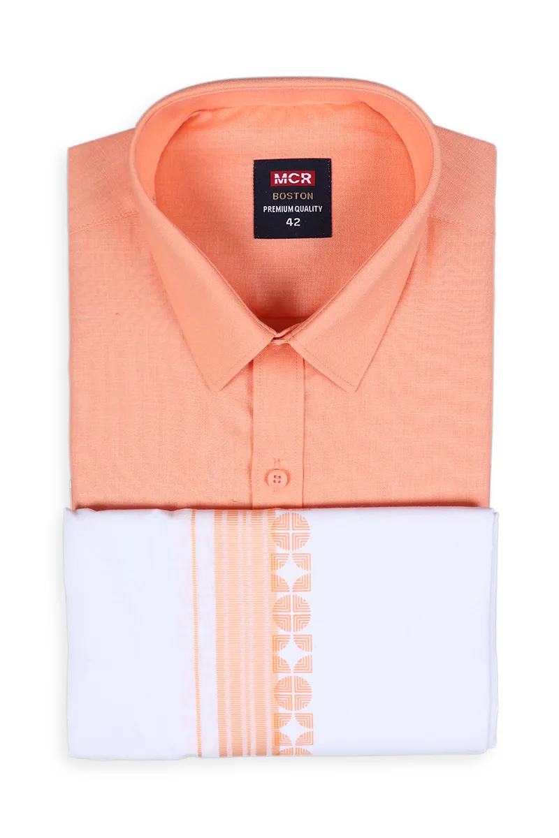 Cotton Shirt with Fancy Border Dhoti Set for Men (2-Pcs Set) CLMDS15PEA40