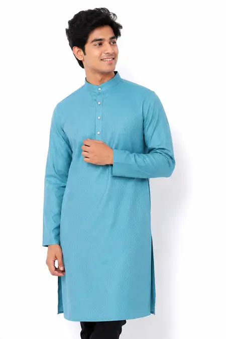 Men's Cotton Texture Kurta CLMKR01BLUXXL