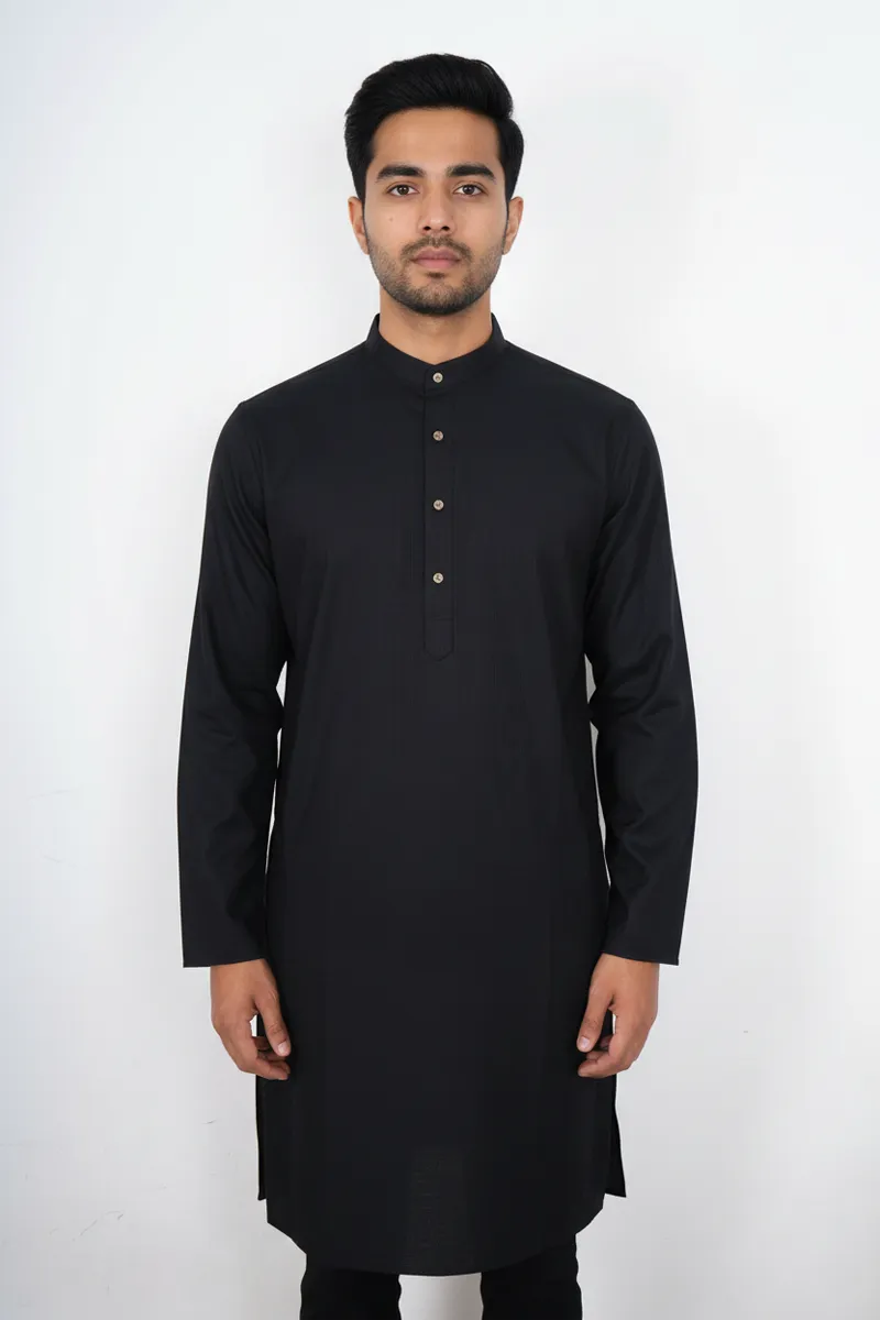 Men's Cotton Textured Kurta CLMKR04BLAXL