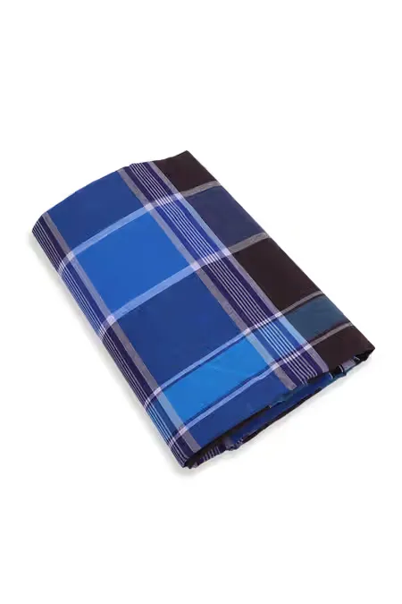 Men's Cotton Checkered Stitched Lungi - 2.10 MTR