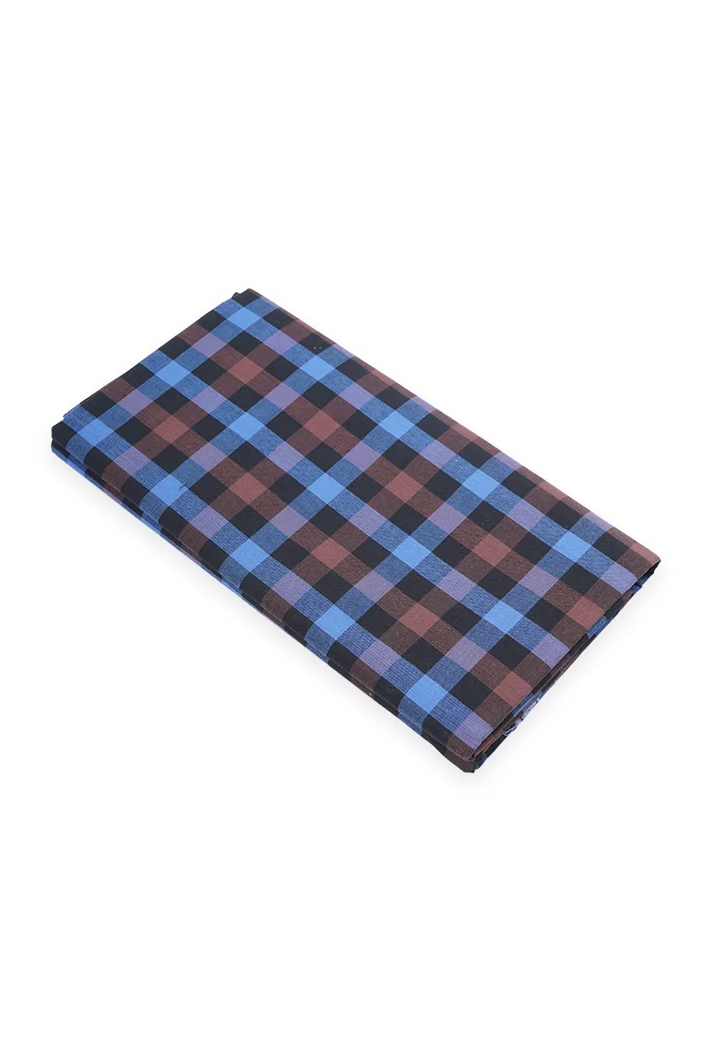 Men's Cotton Checkered Stitched Lungi - 2.20 MTR