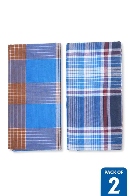 Cotton Stitched Lungi for Men - 2.10 MTR  (Pack of 2)