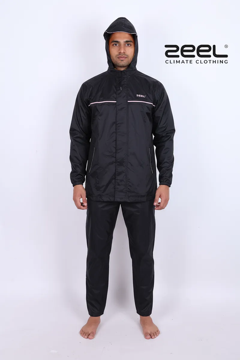 Men's Polyester Solid Raincoat Set CLMRS07BLAXL