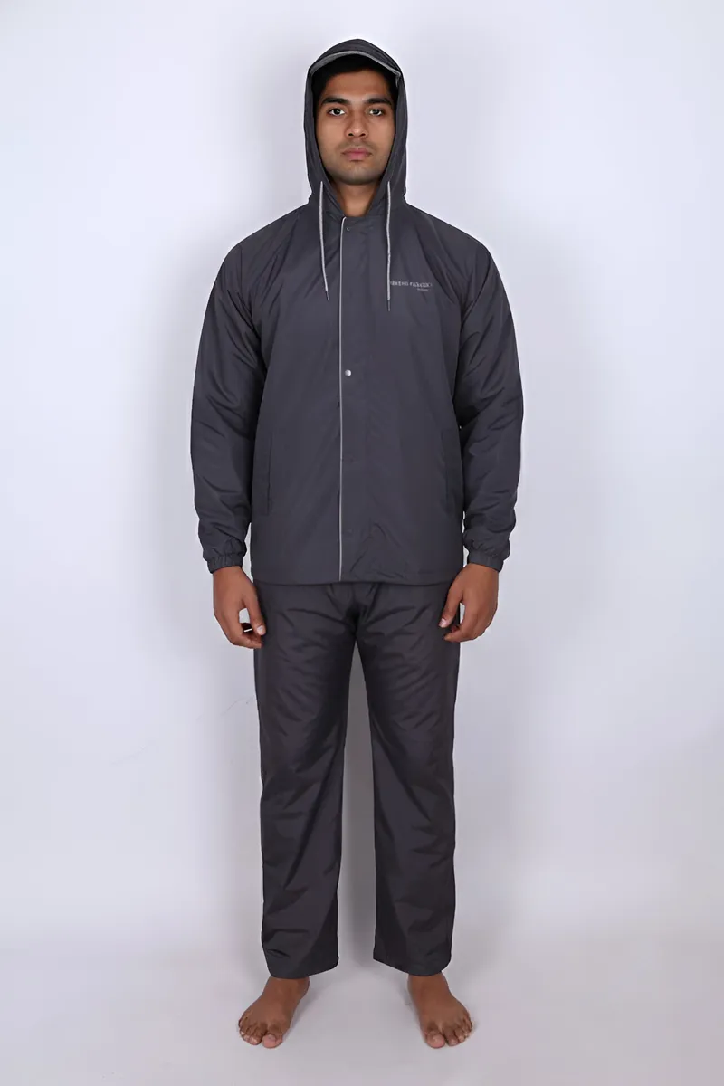 Men's Polyester Solid Raincoat Set with Visor CLMRS08GREXL