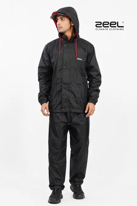 Men's Waterproof Polyester Soild Raincoat Set