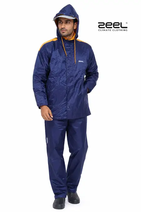 Men's Waterproof Polyester Soild Raincoat Set