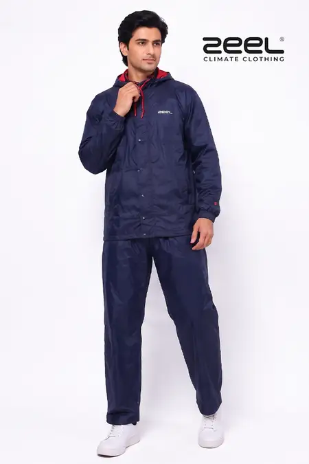 Men's Waterproof Polyester Soild Raincoat Set CLMRS14REDXXL