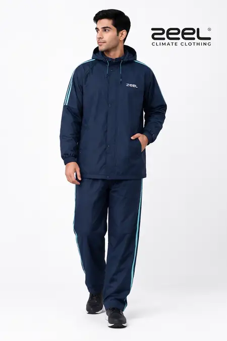 Men's Waterproof Polyester Soild Raincoat Set