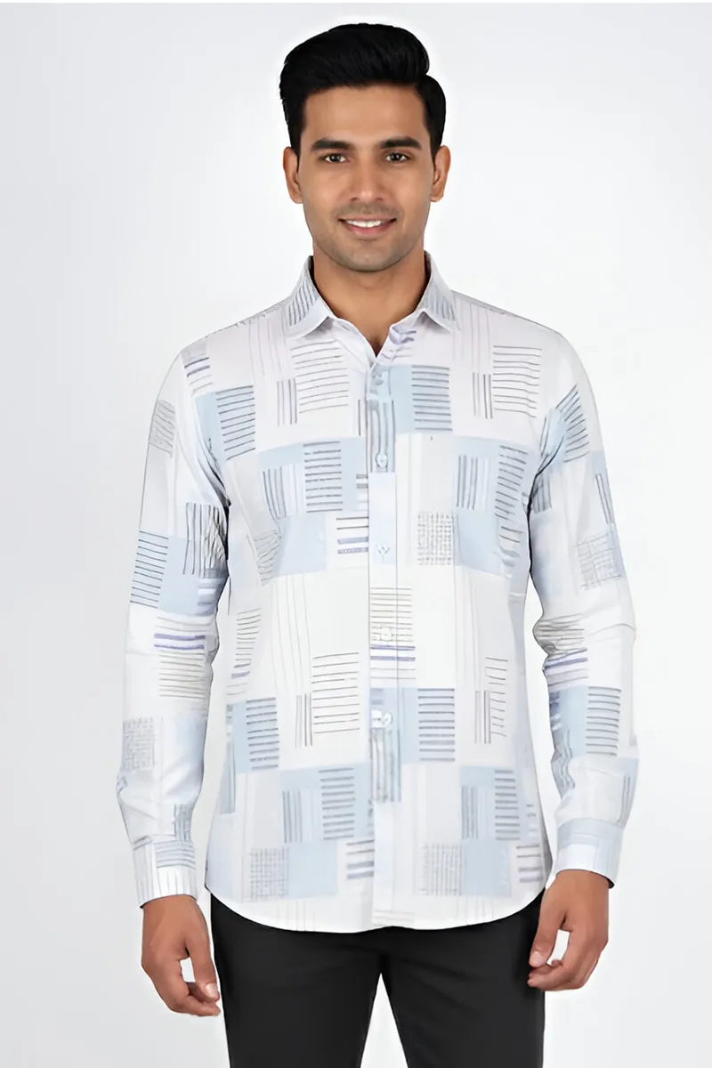 Men's Abstract Print Cotton Shirt CLMSH021MUL38