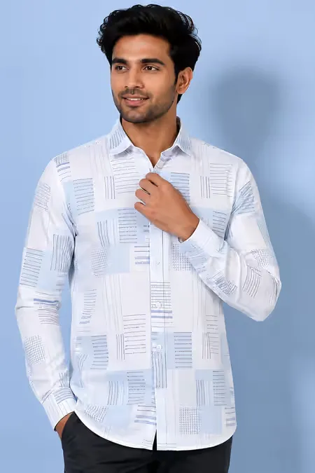 Men's Abstract Print Cotton Shirt