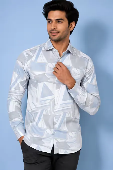 Men's Abstract Print Cotton Shirt