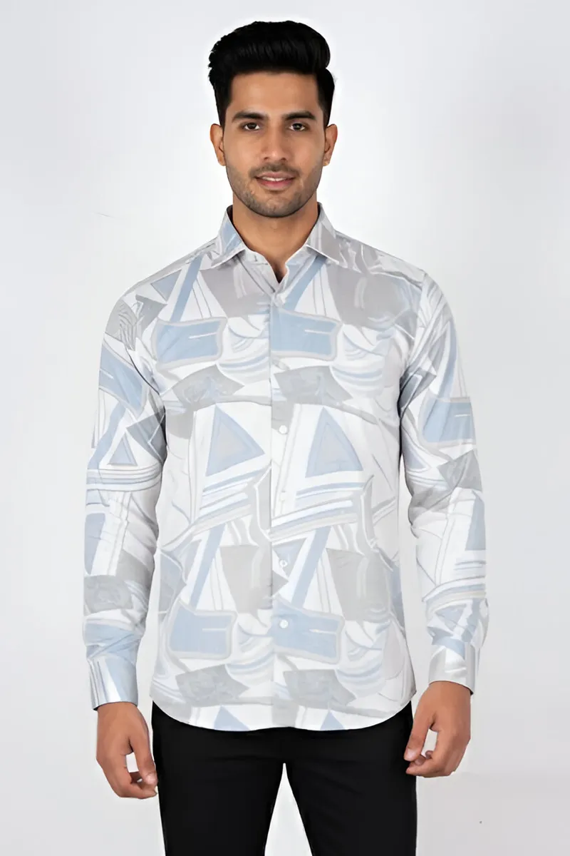 Men's Abstract Print Cotton Shirt CLMSH022MUL44