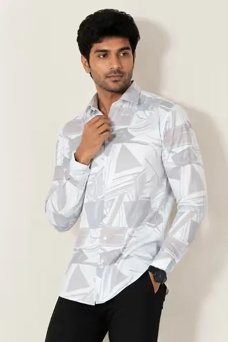 Men's Abstract Print Cotton Shirt