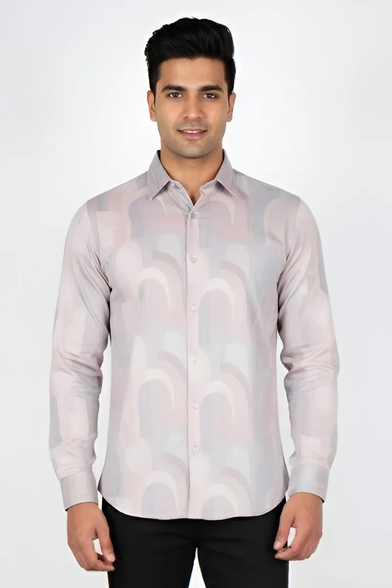 Men's Abstract Print Cotton Shirt CLMSH025MUL44