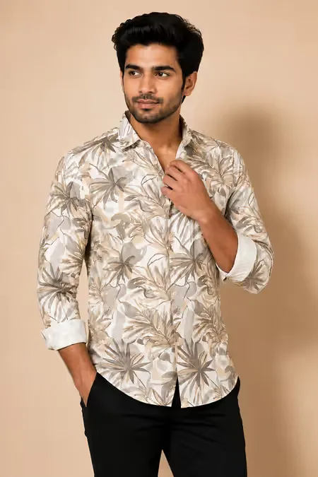 Men's Abstract Print Cotton Shirt