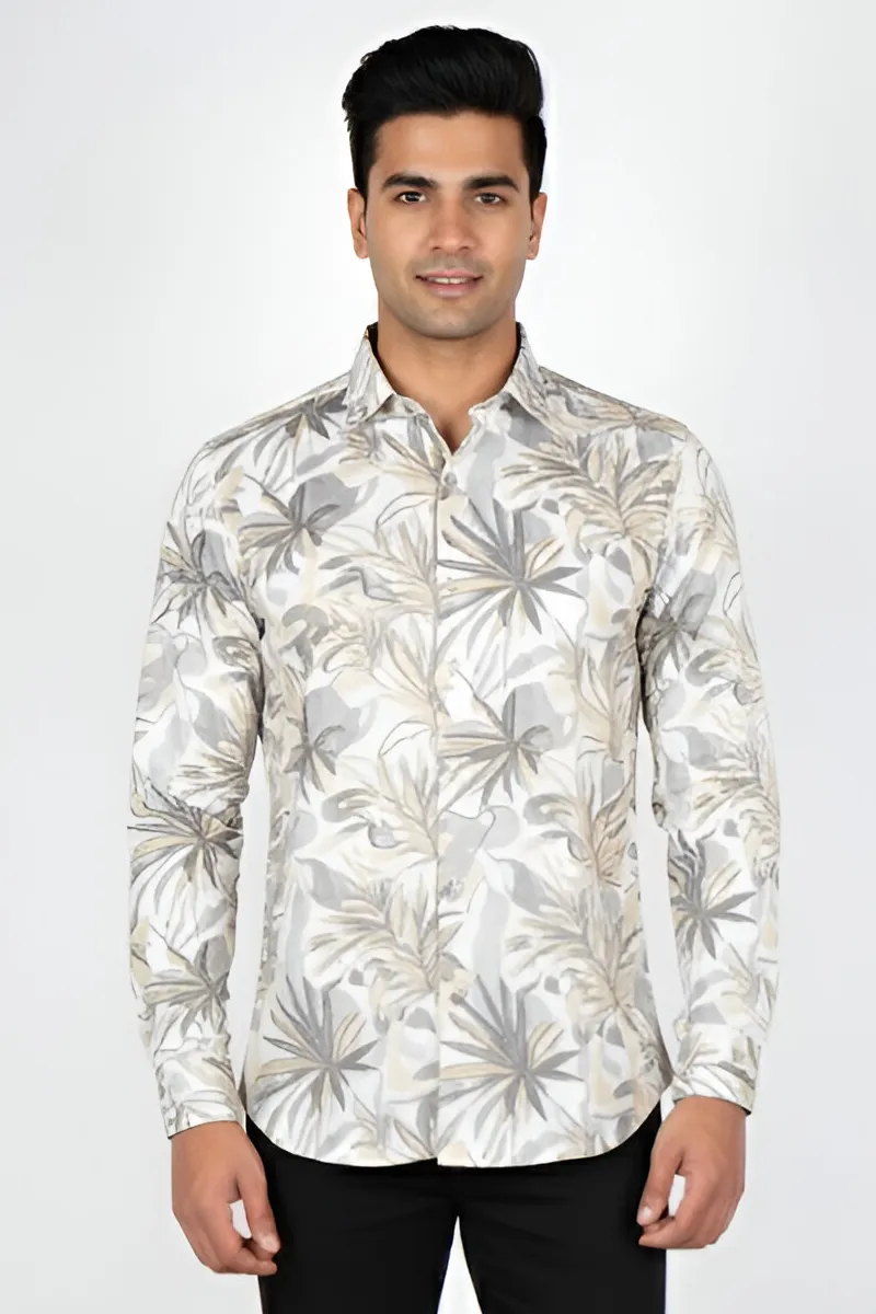 Men's Abstract Print Cotton Shirt CLMSH026MUL42