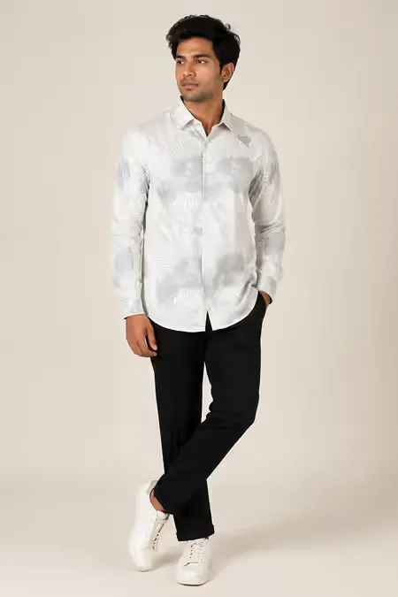 Men's Abstract Print Cotton Shirt