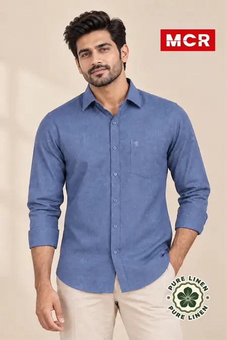 MCR Men's Pure Linen Full Sleeve Shirt