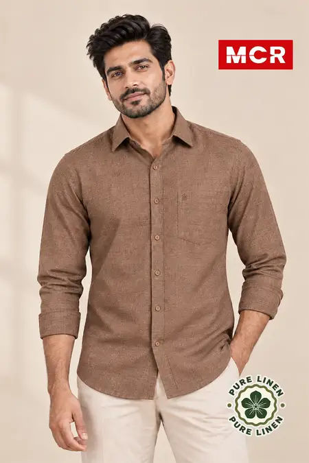 MCR Men's Pure Linen Full Sleeve Shirt