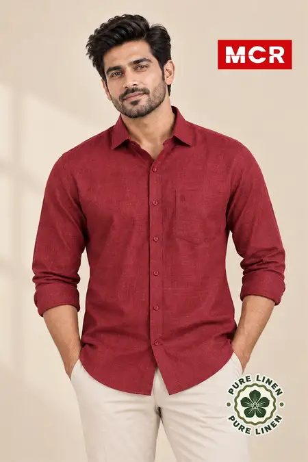 MCR Men's Pure Linen Full Sleeve Shirt