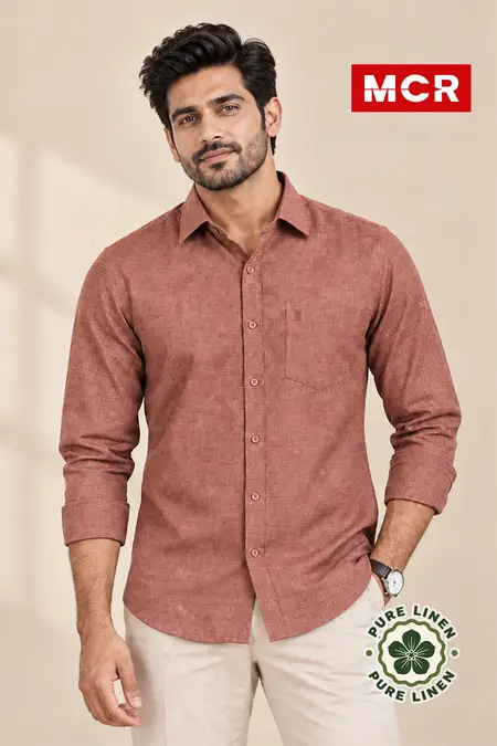 Men's Pure Linen Full Sleeve Shirt CLMSH031RUS44