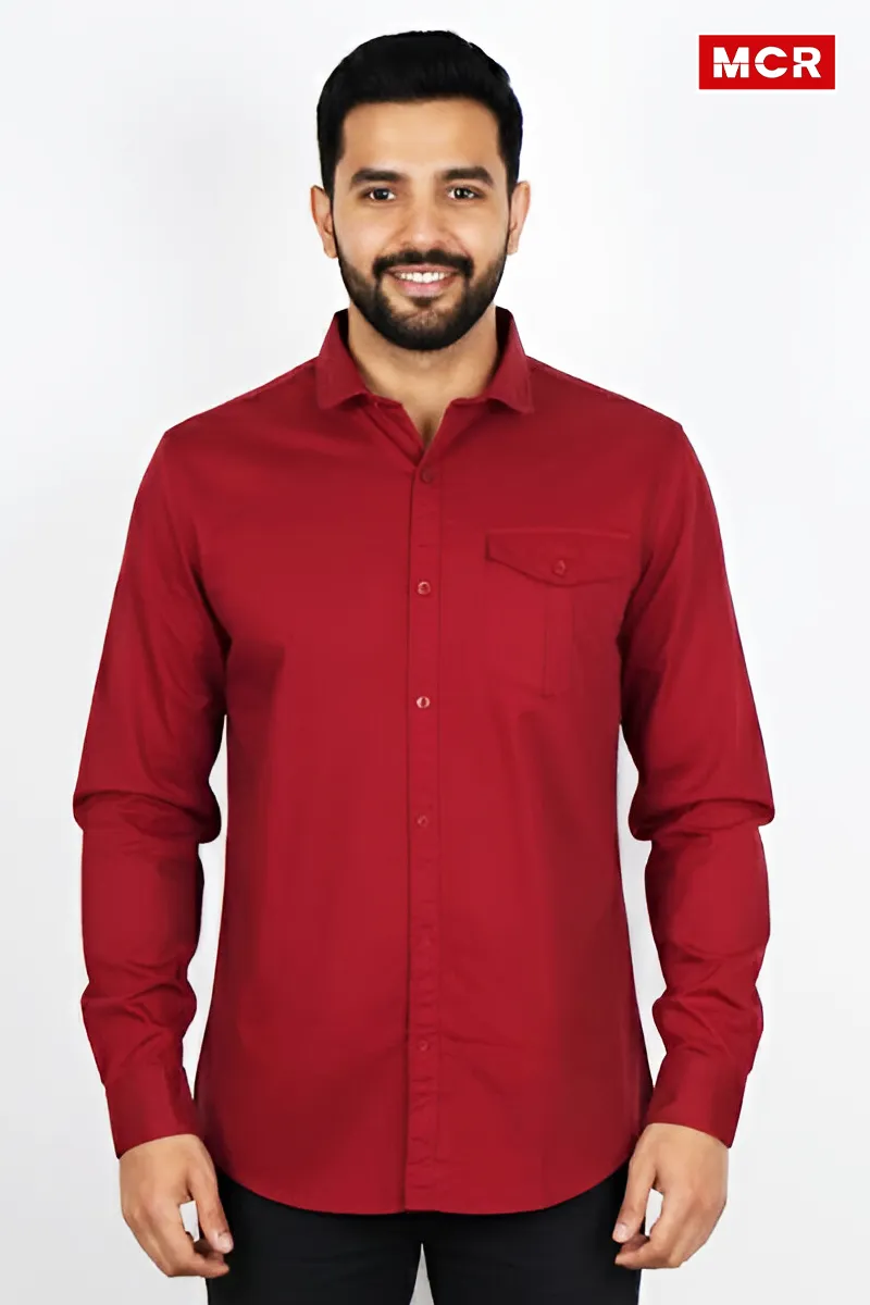 MCR Men Solid Cotton Full Sleeve Shirt