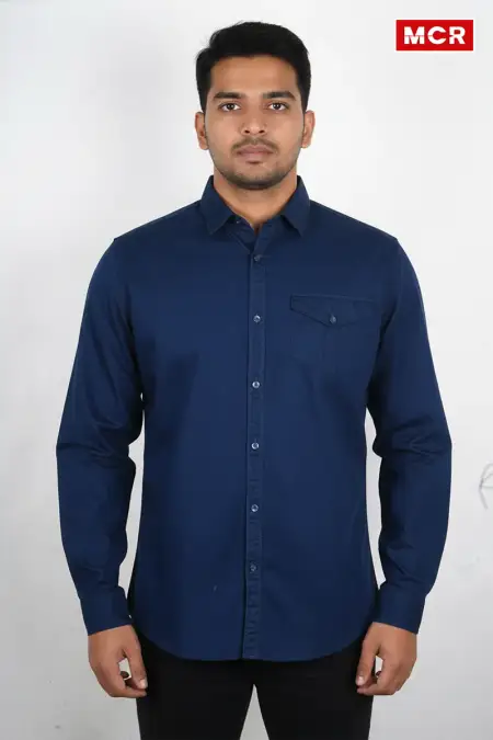 Men's Solid Cotton Full Sleeve Shirt CLMSH033NAVXL