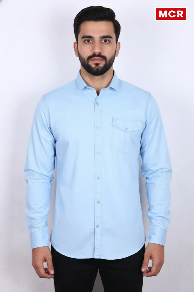 MCR Men Solid Cotton Full Sleeve Shirt