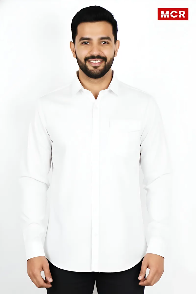 Men's Solid Cotton Full Sleeve Shirt CLMSH033WHIXXL
