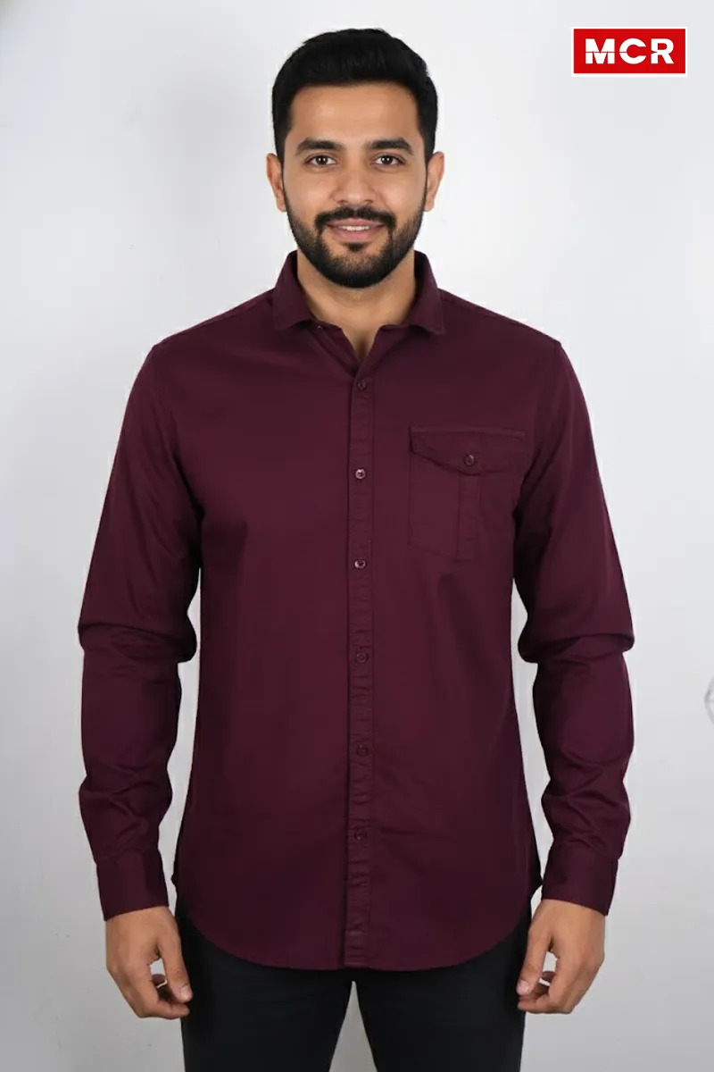 MCR Men Solid Cotton Full Sleeve Shirt