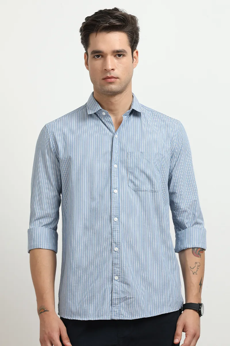 Men's Cotton Slim Fit Striped Shirt