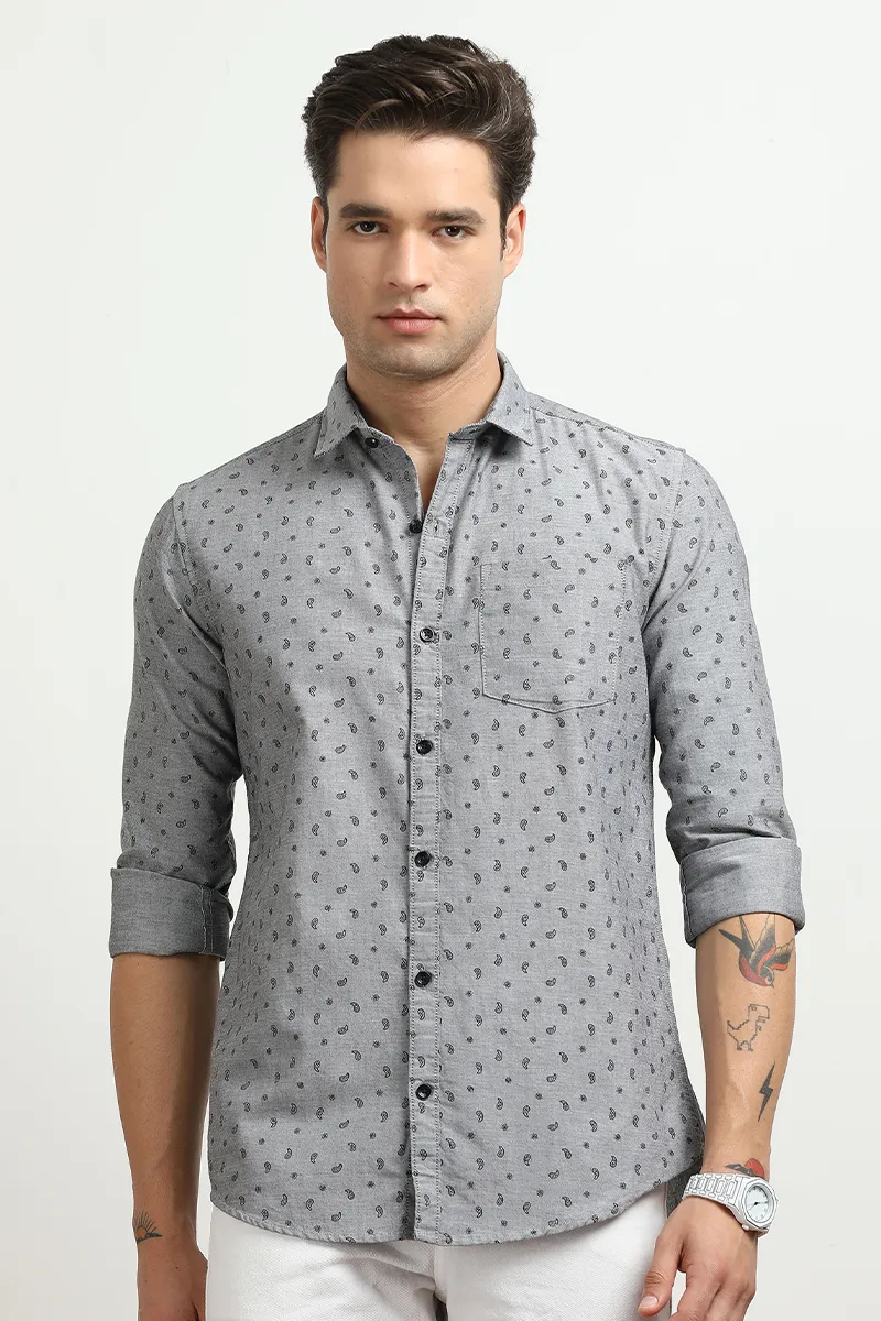 Men's Cotton Slim Fit Printed Shirt  CLMSH036LIGXXL