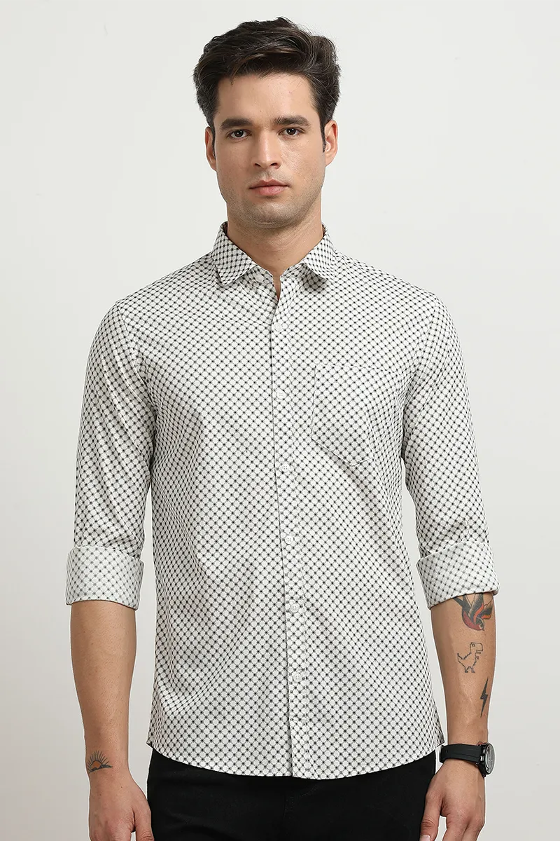 Men's Cotton Slim Fit Printed Shirt 