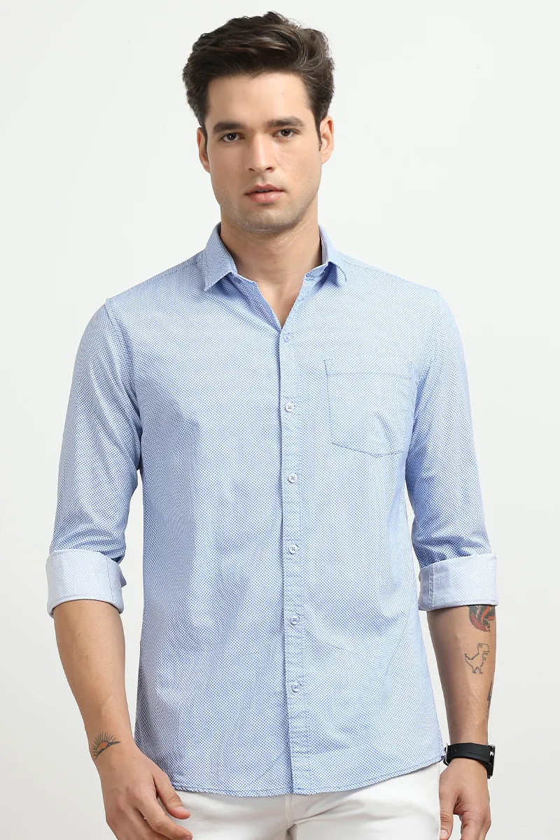 Men's Cotton Slim Fit Printed Shirt CLMSH038LIGL